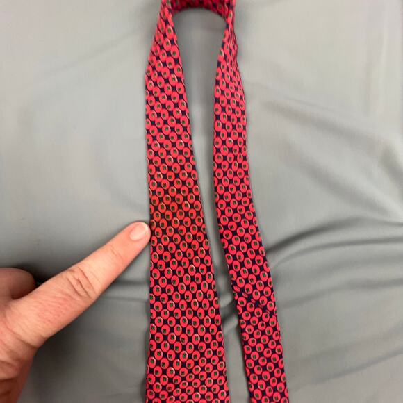 Karl Lagerfeld Silk Tie | Red Green | Geometric Circles | 60x3.5 - Picture 3 of 4